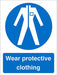 Mandatory Sign Wear Protective Clothing Vinyl 20 x 15 cm