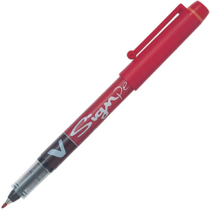Pilot V Sign Pen Liquid Ink 2.0 mm Tip - Red, Box of 12