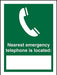 First Aid Sign Nearest Telephone Vinyl 20 x 15 cm