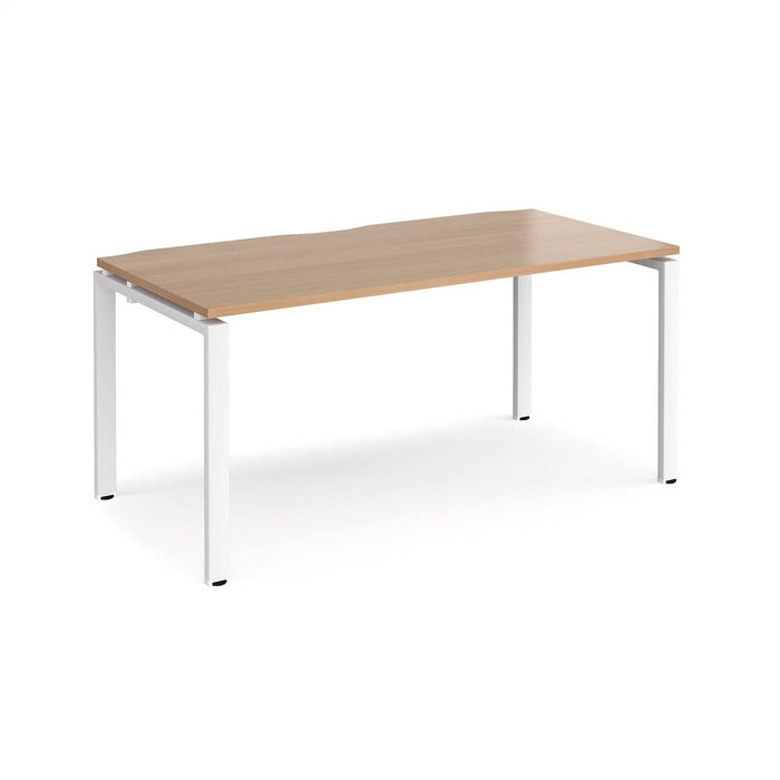 Dams International Rectangular Single Desk with Beech Coloured Melamine Top and White Frame 4 Legs Adapt II 1600 x 800 x 725mm
