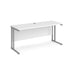 Rectangular Straight Desk with Cantilever Legs White Wood Silver Maestro 25 1600 x 600 x 725mm