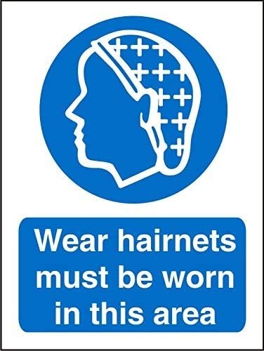 Mandatory Sign Wear Hairnets in this Area Plastic 20 x 15 cm