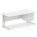 Dynamic Rectangular Office Desk White MFC Cantilever Leg Silver Frame Impulse 1 x 3 Drawer Fixed Ped 1800 x 800 x 730mm