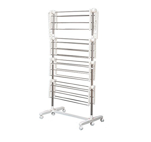 HOMCOM Folding Cloth Hanger 03-0063 ABS, Polypropylene, Stainless Steel Silver, White 550 mm x 1420 mm x 1720 mm