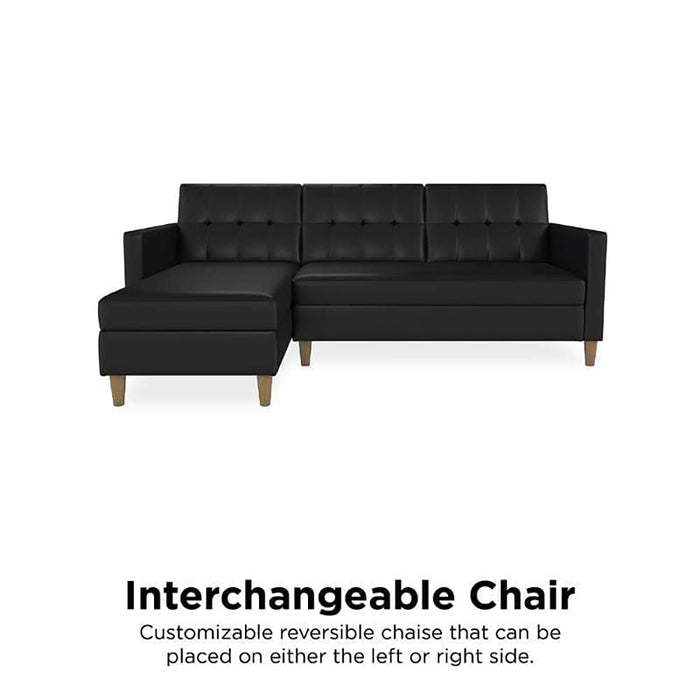 DOREL HOME 3 Seat Sofa BLACK FAUX LEATHER Faux Leather 2,133.60 (W) x 825.50 (D) x 1,536.70 (H) mm