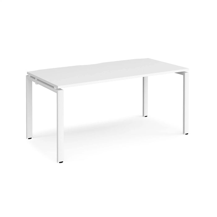 Dams International Rectangular Single Desk with White Melamine Top and White Frame 4 Legs Adapt II 1600 x 800 x 725mm