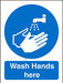 Mandatory Sign Wash Hands Here Vinyl 30 x 20 cm
