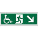 Fire Exit Sign Wheel Chair Down Right Arrow Vinyl 15 x 45 cm