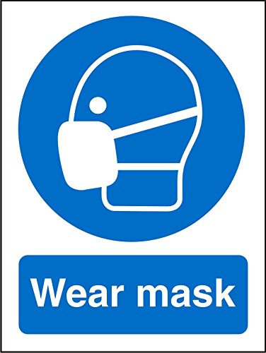 Mandatory Sign Mask Vinyl Blue, White 20 x 15 cm