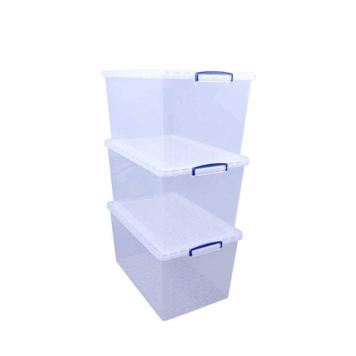 Really Useful Box Plastic Nestable Storage Boxes 83 Litre 440 x 685 x 368 mm Pack of 3