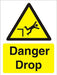 Warning Sign Danger Drop Plastic 20 x 15 cm