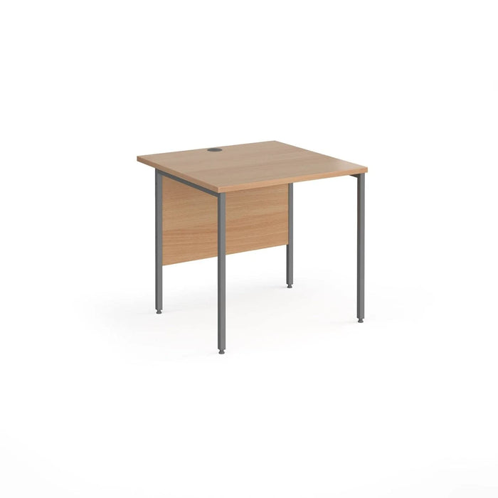 Dams International Rectangular Straight Desk with Beech Coloured MFC Top and Graphite H-Frame Legs Contract 25 800 x 800 x 725mm
