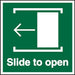 Exit Sign Slide To Open with Left Arrow Plastic 15 x 15 cm