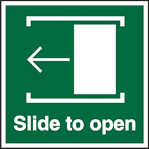Exit Sign Slide To Open with Left Arrow Vinyl 10 x 10 cm