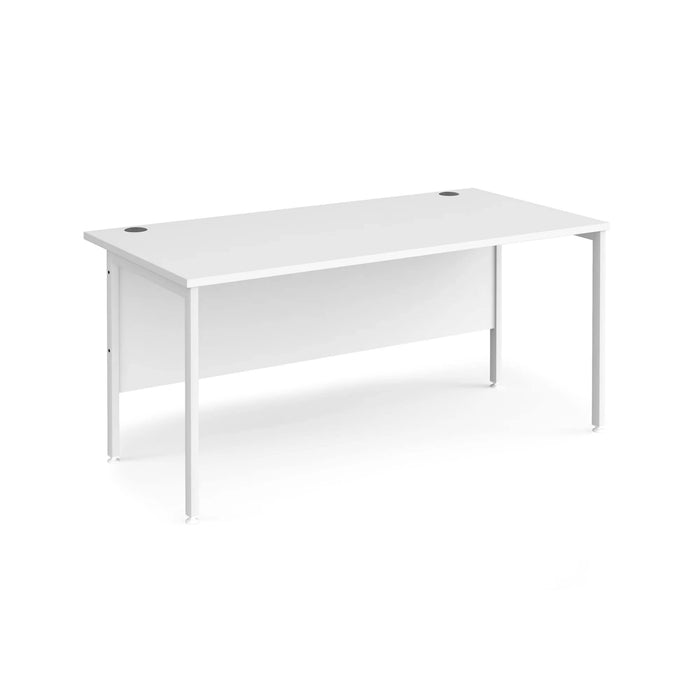 Rectangular Straight Desk White Wood H-Frame Legs White Maestro 25 1600 x 800 x 725mm