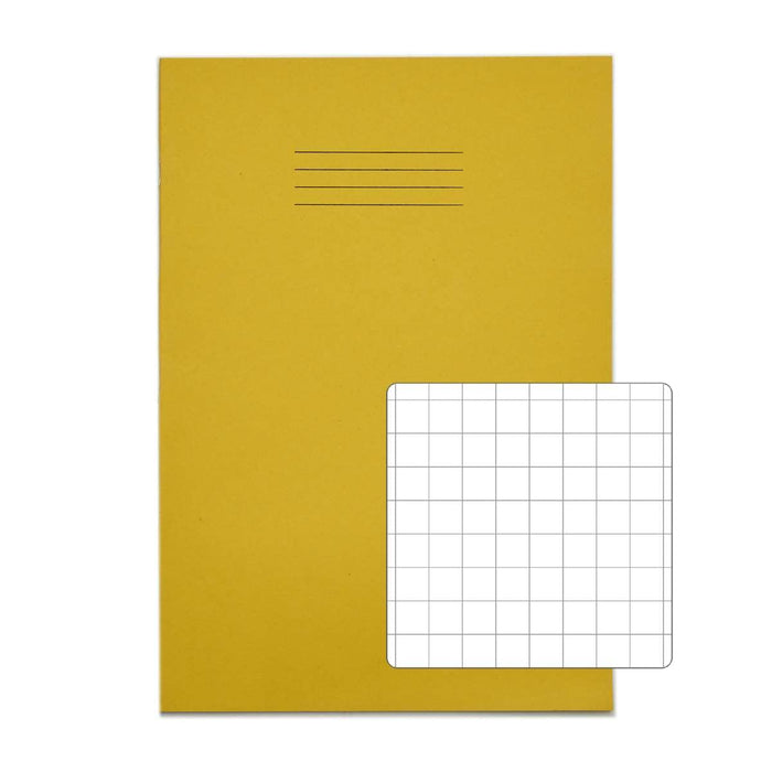 Rhino A4 Exercise Book 32 Page 10mm Squared Yellow (Pack 100) - VDU014-152-0