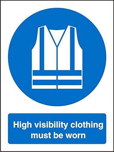 Mandatory Sign High Vis Clothing Must Be Worn Vinyl Blue, White 30 x 20 cm