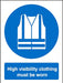 Mandatory Sign High Vis Clothing Must Be Worn Vinyl Blue, White 30 x 20 cm