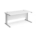 Rectangular Straight Desk with Cantilever Legs White Wood Silver Maestro 25 1600 x 800 x 725mm