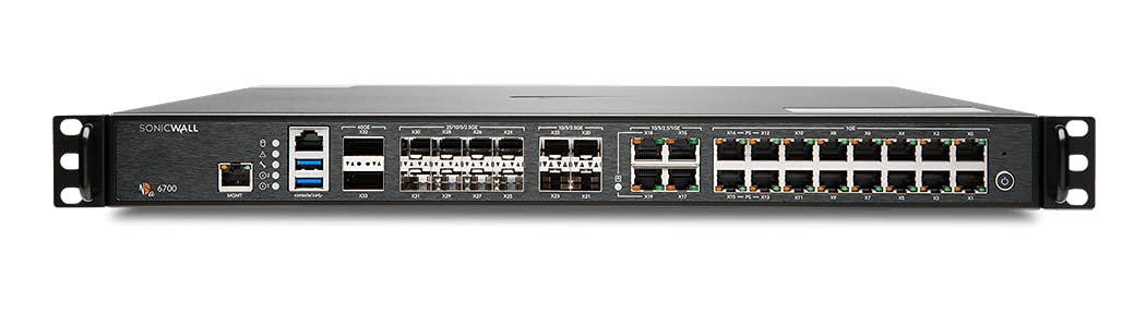 SonicWall NSa 6700 - Security appliance - 10 GigE, 40 Gigabit LAN, 5 GigE, 2.5 GigE, 25 Gigabit LAN - 1U - rack-mountable