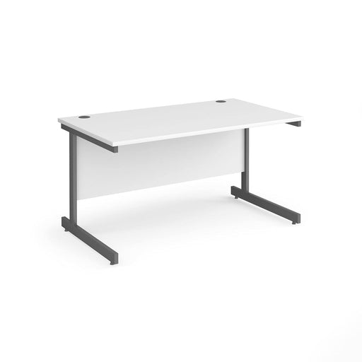 Dams International Rectangular Straight Desk with White MFC Top and Graphite Frame Cantilever Legs Contract 25 1400 x 800 x 725mm