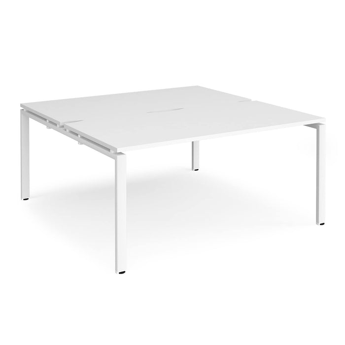 Dams International Rectangular Back to Back Desk with White Melamine Top and White Frame 4 Legs Adapt II 1600 x 1600 x 725 mm