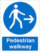 Mandatory Sign Pedestrian Walkway with Right Arrow Vinyl 30 x 20 cm
