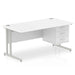 Dynamic Rectangular Office Desk White MFC Cantilever Leg Silver Frame Impulse 1 x 3 Drawer Fixed Ped 1600 x 800 x 730mm
