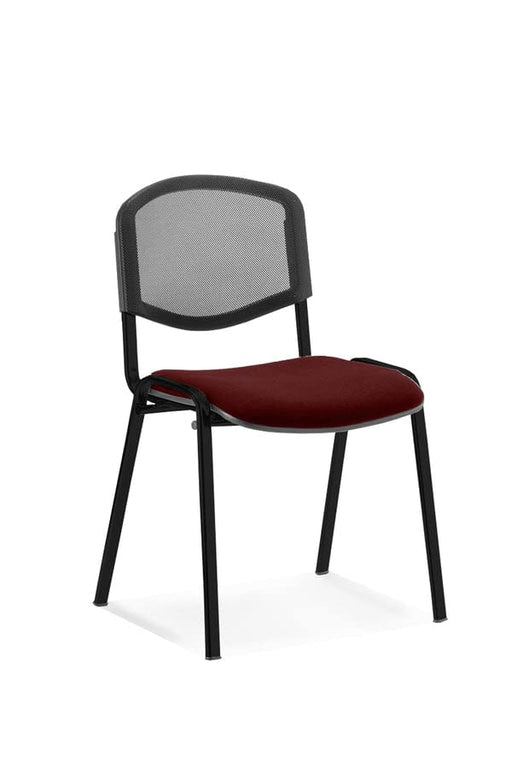 Dynamic Stacking Chair ISO Black Frame Mesh Back Ginseng Chilli Fabric Seat Pack of 4 Without Arms