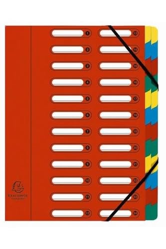 Exacompta Multipart File 55245E A4 Red Coated Card 24 x 32 cm Pack of 4