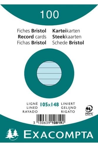 Exacompta Index Cards 10819SE A6 Sky blue 10.7 x 15 x 2.5 cm Pack of 20