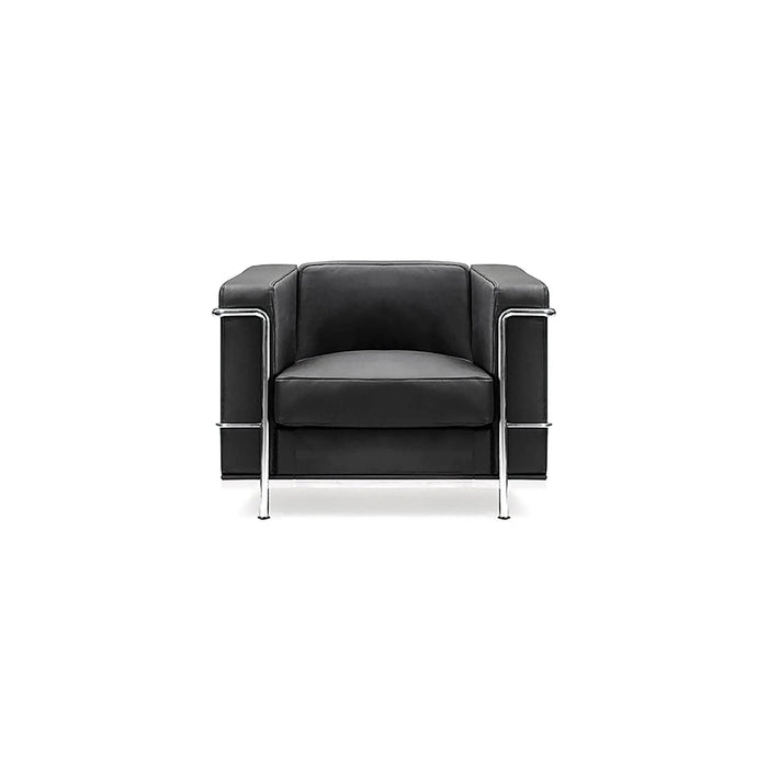Nautilus Designs Ltd. Contemporary Cubed Leather Faced Reception Chair with Stainless Steel Frame and Integrated Leg Supports BSL/X201/BK Black