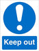 Mandatory Sign Keep Out vinyl Blue, White 20 x 15 cm