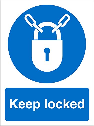 Mandatory Sign Keep Locked vinyl Blue, White 30 x 20 cm