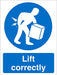 Mandatory Sign Lift Correctly Plastic Blue, White 30 x 20 cm
