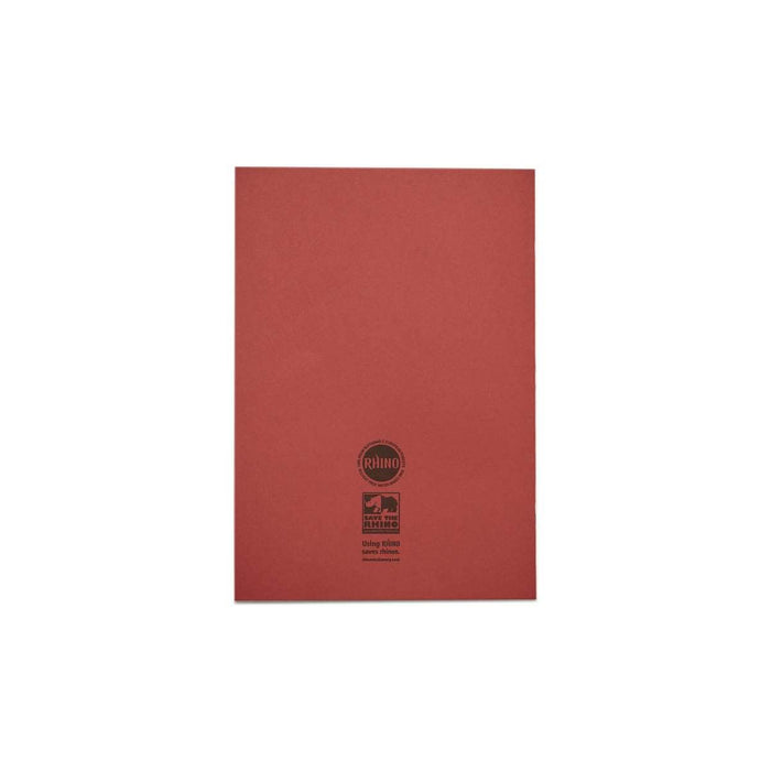 Rhino A4 Exercise Book 48 page Feint Ruled 8mm Red (Pack 100) - VEX681-437-0