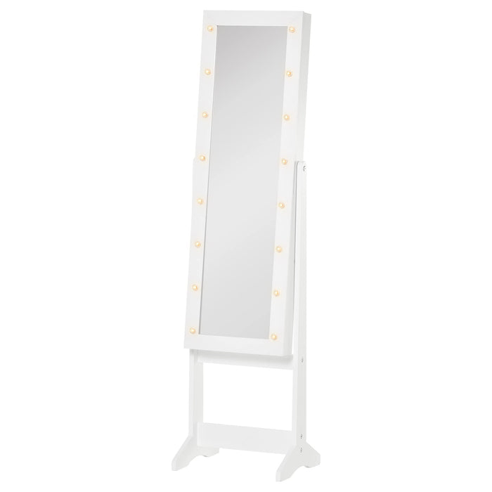 HOMCOM Jewellery Cabinet Mirror 831-220 MDF White 300 mm x 360 mm x 1360 mm