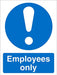 Mandatory Sign Employees vinyl Blue,White 20 x 15 cm