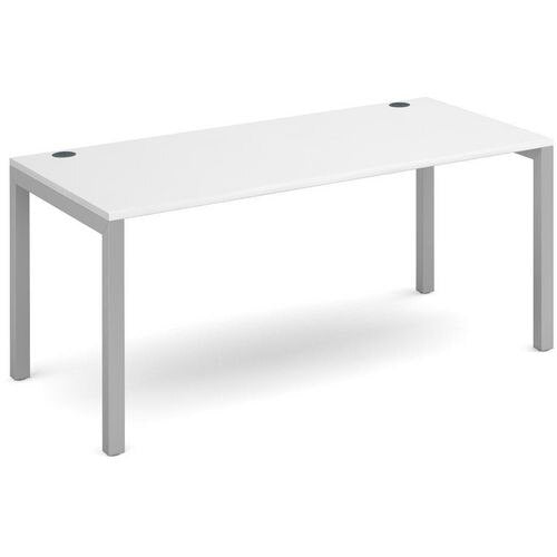 Dams International Rectangular Starter Unit Single Desk with White Melamine Top and Silver Frame 4 Legs Connex 1600 x 800 x 725mm
