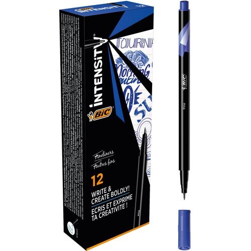 BIC Intensity Fineliner Pen Fine 0.4 mm Blue Pack of 12