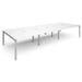 Dams International Rectangular Triple Back to Back Desk with White Melamine Top and Silver Frame 4 Legs Adapt II 4200 x 1600 x 725 mm