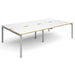 Dams International Rectangular Double Back to Back Desk with White Melamine Top, Oak Edging and Silver Frame 4 Legs Adapt II 2800 x 1600 x 725 mm