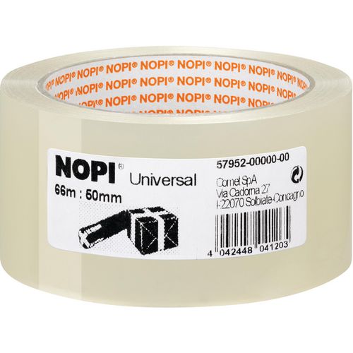Nopi Packaging Tape Transparent 50 mm (W) x 66 m (L) Polypropylene Universal