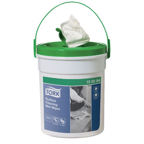 Tork Fabric Surface Cleaning Wet Wipes W15 - Handy Bucket 15.7m x 135mm White Pack of 58