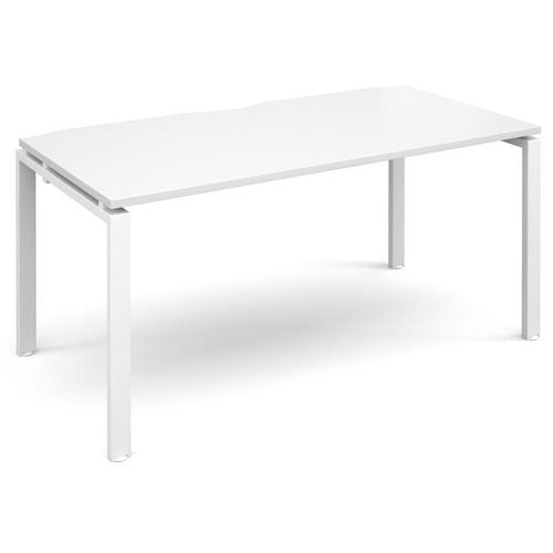 Dams International Rectangular Single Desk with White Melamine Top and White Frame 4 Legs Adapt II 1600 x 800 x 725mm