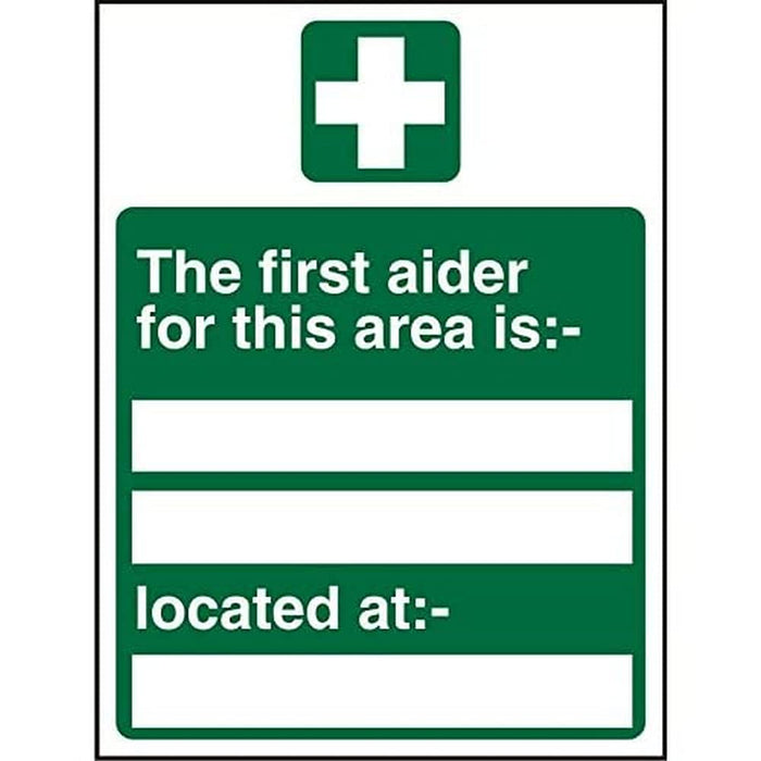 First Aid Sign First Aider Plastic 20 x 15 cm