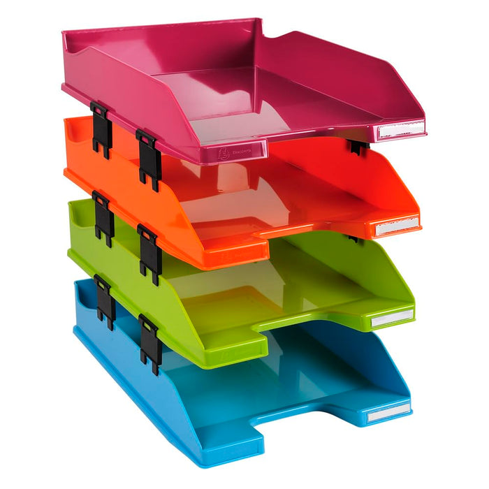 Exacompta Letter Tray Combo Polystyrene Assorted 25.4 x 24.3 x 34.6 cm Pack of 4
