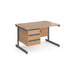 Dams International Straight Desk with Beech Coloured MFC Top and Silver Frame Cantilever Legs and 3 Lockable Drawer Pedestal Contract 25 1200 x 800 x 725mm