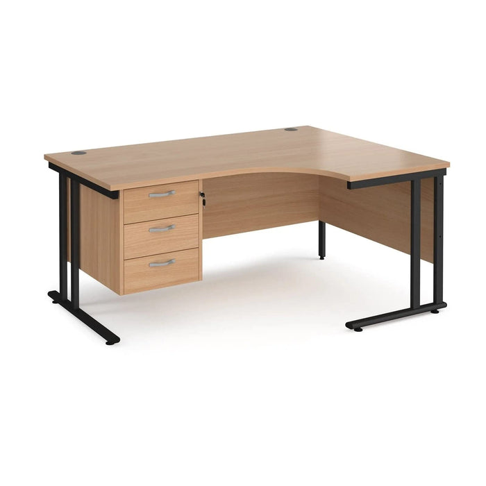 Dams International Right Hand Ergonomic Desk MC16ERP3SGO 1,600 x 1,200 x 725 mm