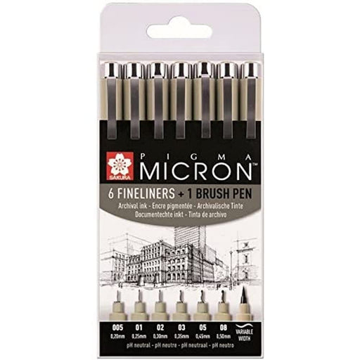 Sakura Fineliner Pen POXSDK7B Black 0.759 x 1.4 x 0.16 cm Pack of 7